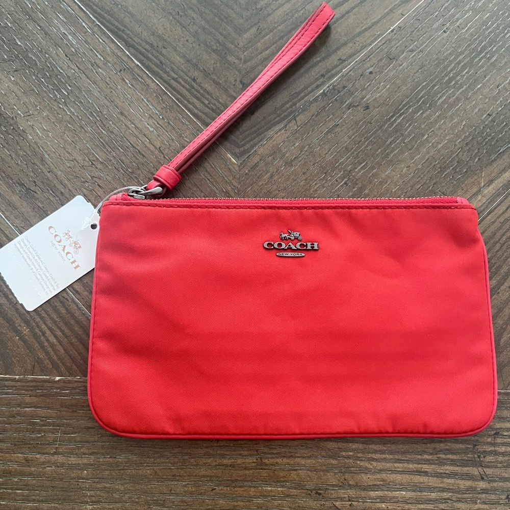 Coach Red Nylon Wristlet